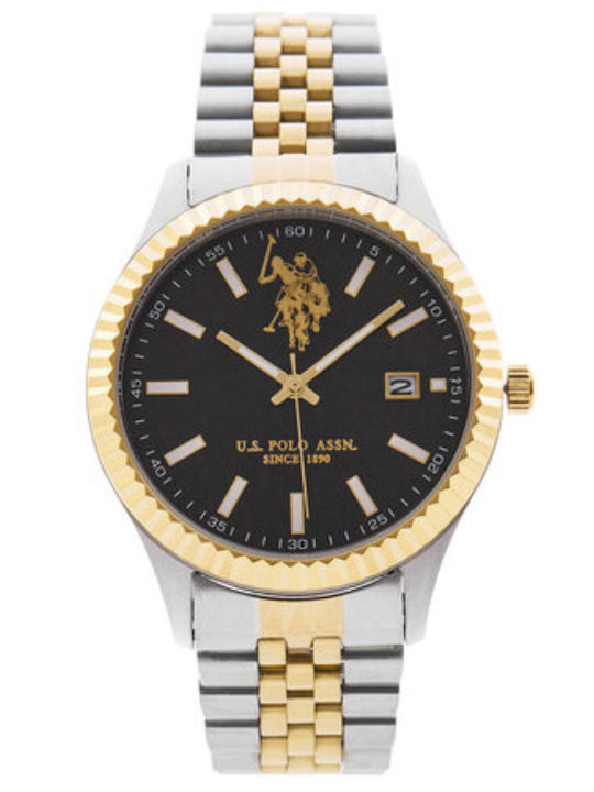 U.S. Polo Assn. Herrenuhr Batterie mit Silber Metallarmband