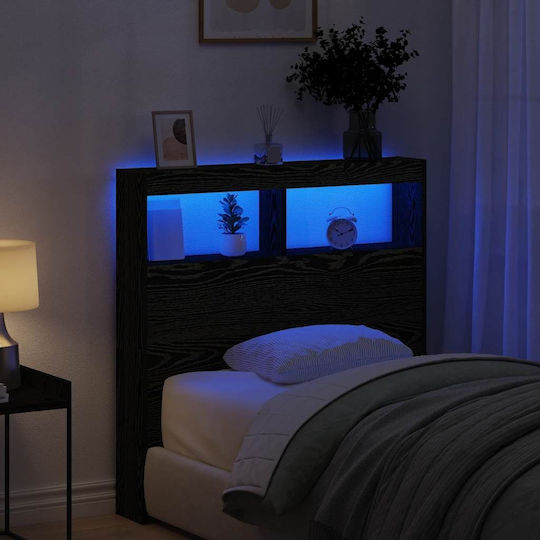 vidaXL Hölzernes Kopfstütze für Bett Schwarz Eiche 100x102cm