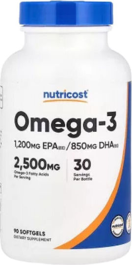 Nutricost Omega-3 Ulei de pește 2500mg 90 softgels Unflavoured
