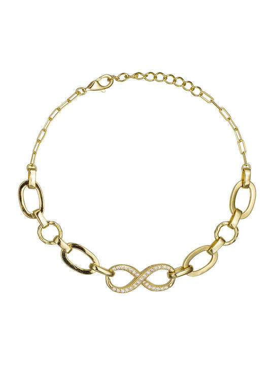 Ioannis Kosmima Women's Bracelet with design Infinity made of Silver Gold Plated with Zircon