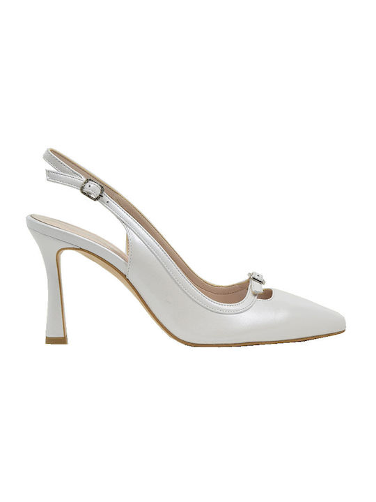 Fardoulis Leather White Heels