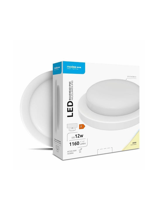 Modee Lighting Πλαφονιέρα Οροφής Εξωτερικού Χώρου με Ενσωματωμένο LED σε Λευκό Χρώμα ML-BH4000K12WR-W
