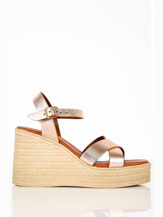 Bronze Platforms with Crossed Leather Straps