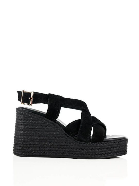 Black Platforms with Crochet Straps