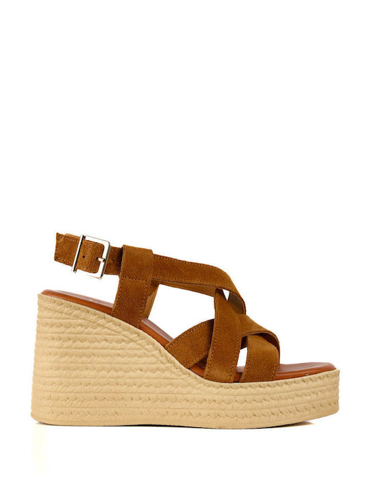 Tan Crochet Strap Platforms