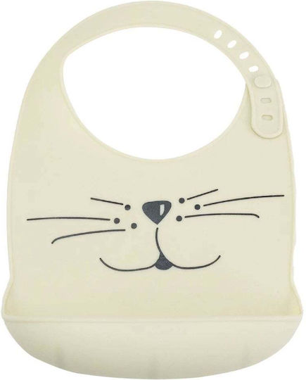 Trois Kilos Sept Waterproof Bib Silicone with Button & Pocket Beige for 4 m+