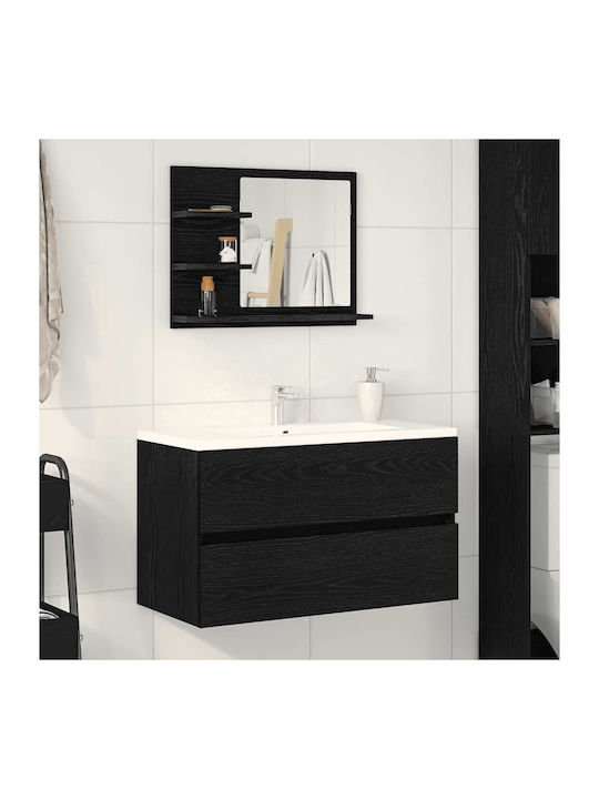 vidaXL Bathroom Mirror made of Particle Board with Shelf 60x10.5cm Black