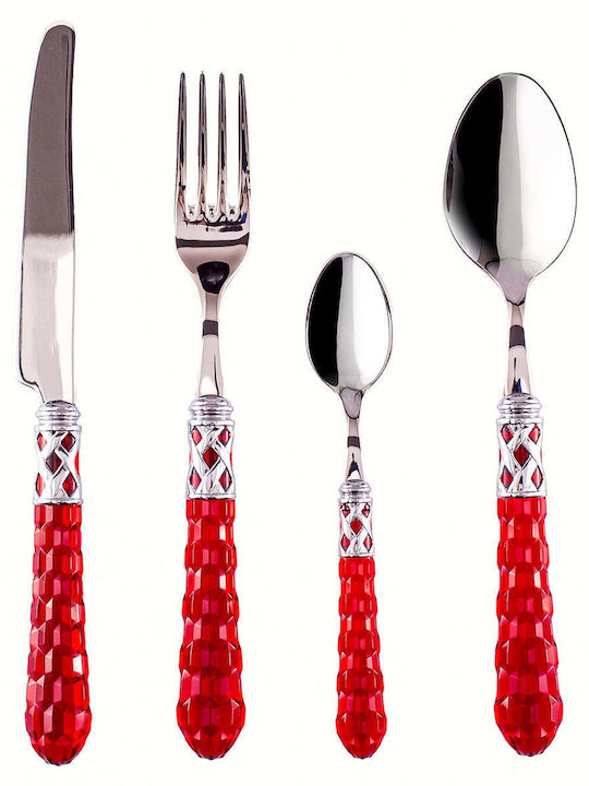 Casa Bugatti Bohemia Set de Tacâmuri Inoxidabil Roșii 24buc