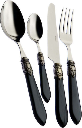 Casa Bugatti Oxford Old-silver Besteckset Edelstahl Schwarz 24Stück