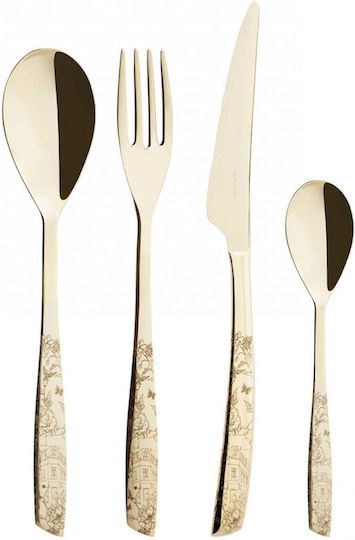 Casa Bugatti Riviera La Ville Champagn Cutlery Set Stainless Gold 24pcs