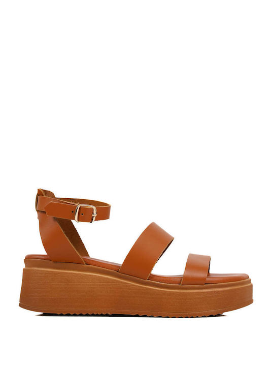 Tan Flatforms Double Strap Mary Jane