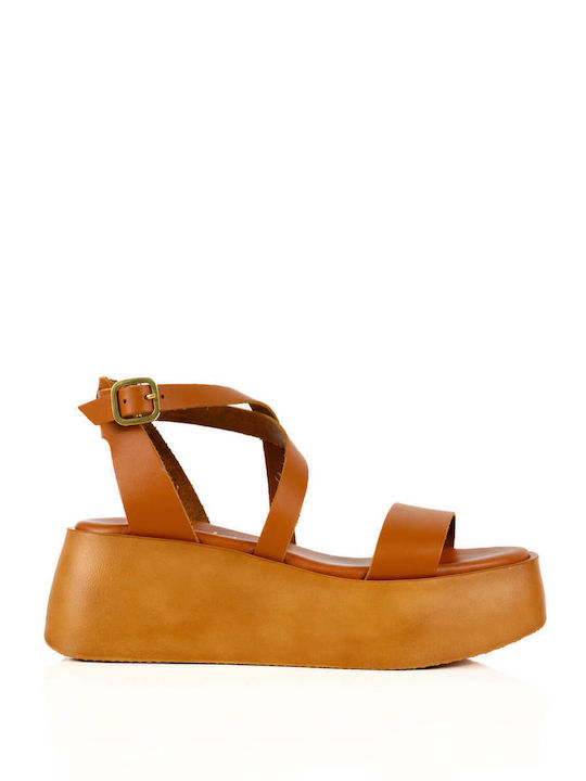 Tan Flatforms Leather Straps