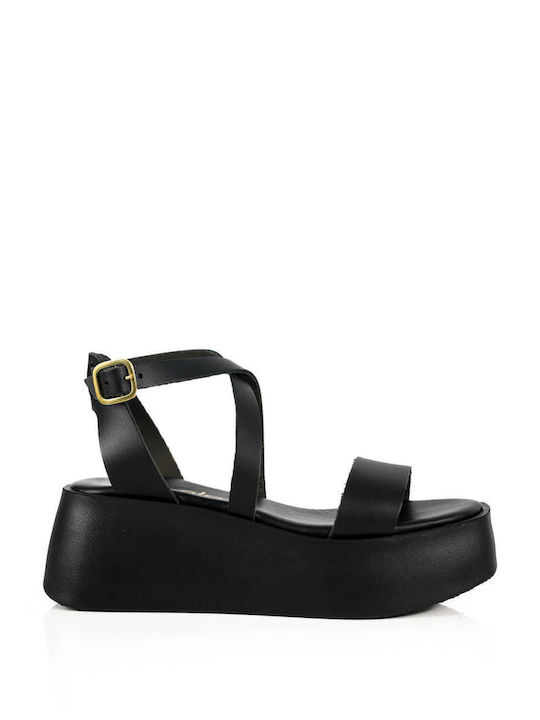 Black Flatforms Leather Straps