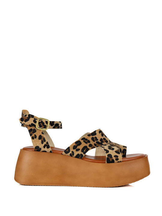 Leopard Flatforms with Ankle Tie