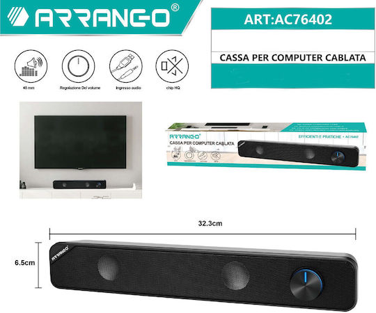 Arrango AC76402 2.0 Speakers 3W Black