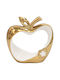 Dekorative Keramik 24x8,5x24 cm Apfel Weiß Gold Keskor 63033