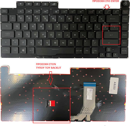 Laptop Keyboard Asus G531g G531gt G531gv G531gw G531gu G531gd Series Keyboard Greek Version Backlit OEM Code 40633grbacklit