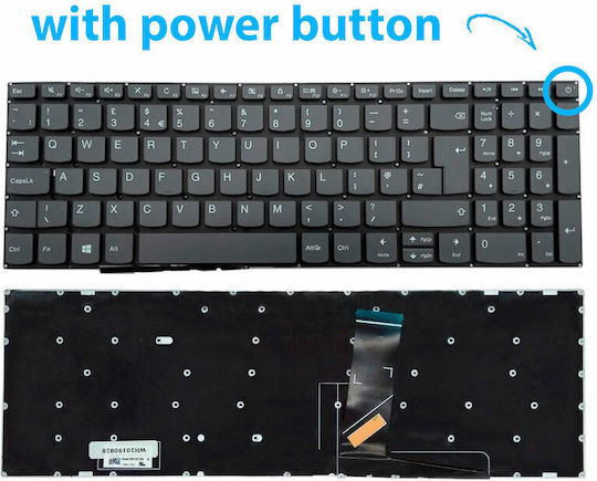 Πληκτρολόγιο Laptop Lenovo Ideapad 320-15abr 320-15ast 320-15isk 320-15ikb 330-15ibk 320-15iap Uk Grey-black Κάθετο Enter