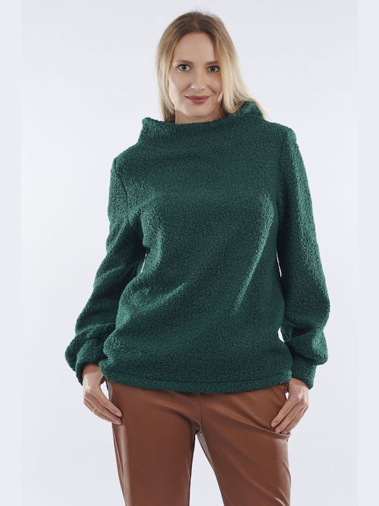 BelleFille Damen Bluse Rollkragenpullover green