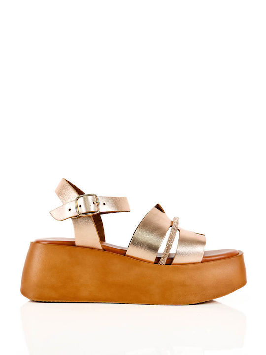 Bronze Flatforms with Rhinestone Detail