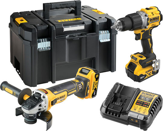 DEWALT DCK2026P2T Σετ Γωνιακός Τροχός & Κρουστικό Δραπανοκατσάβιδο Brushless 18V με 2 Μπαταρίες 5Ah και Θήκη