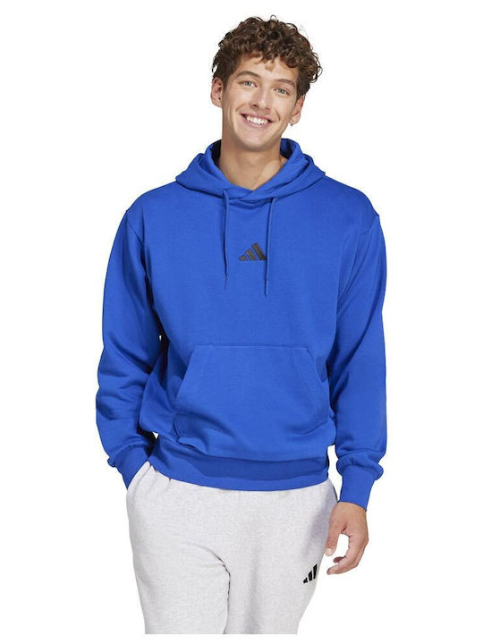 adidas Feelcozy Φούτερ με Κουκούλα Μπλε