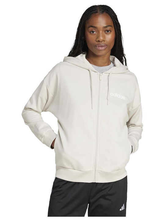 French Terry Damen Sweatshirtjacke Kapuzen Ecru