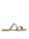 Leder Flache Sandalen für Damen in Braun Farbe