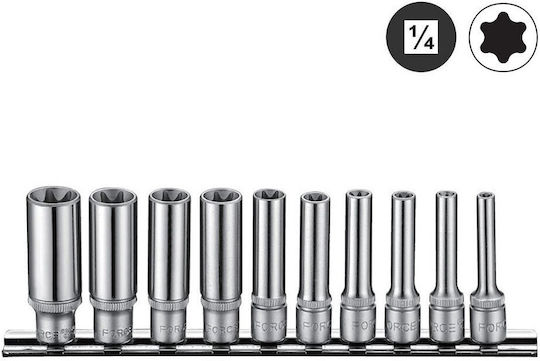 Force Nüsse Torx mit Vierkant-Antrieb 1/4" Set 10Stück