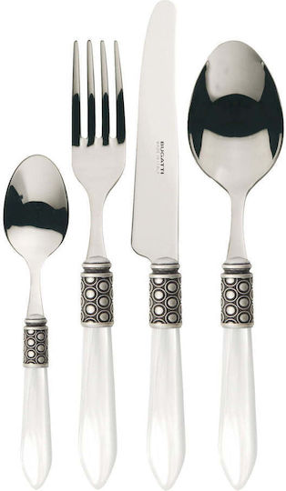 Casa Bugatti Optical Old-silver Set de Tacâmuri Inoxidabil Albe 24buc