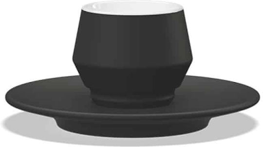 Porcelain Cup Saucer Cappuccino Chocolate Black Lunik Series Ø16cm Prestige Set of 6 Pieces