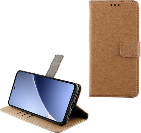 Volte-Tel Book Piele artificială / Silicon Auriu (Xiaomi 15 Pro)