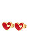 Kids Earrings Heart Red Steel Gold Lupo Bijou Box