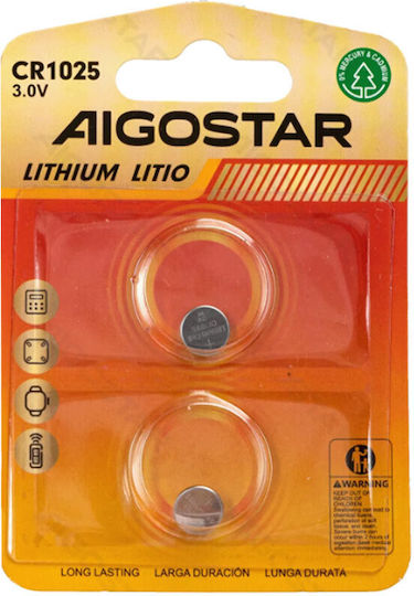 Aigostar Batterien Lithium für Uhren CR1025 3V 2Stück