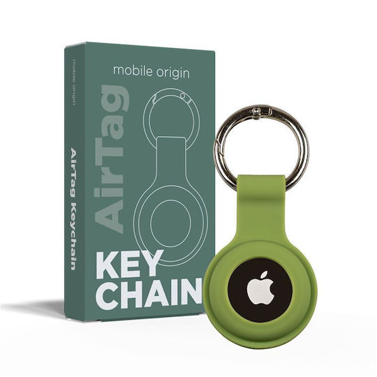 Mobile Origin Keychain Cazul Keychain Silicon pentru AirTag în culoarea Verde