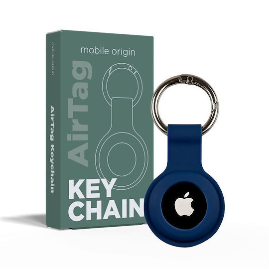 Mobile Origin Keychain Cazul Keychain Silicon pentru AirTag în culoarea Albastru
