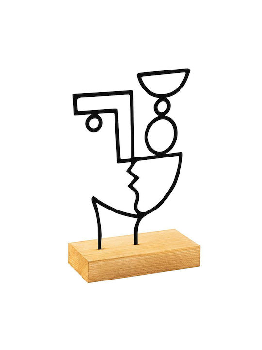 Διακοσμητική Φιγούρα Cubik 565tnl1254 27x8x17cm Natural-black Aberto Design Μέταλλο Ξύλο