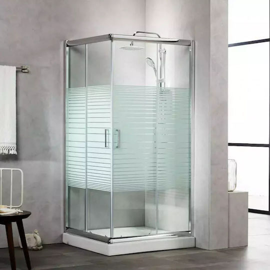Tema Καμπίνα Ντουζιέρας με Συρόμενη Πόρτα 80x100x180cm Stripes Tema Καμπίνα Ντουζιέρας με Συρόμενη Πόρτα 80x100x180cm Stripes