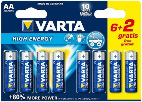 Varta High Energy Baterii Alcaline AA 1.5V 8buc
