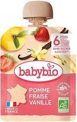 Babybio Püree mit Geschmack Apfel - Erdbeere - Vanille für 6+ Monate 90gr Babybio Püree mit Geschmack Apfel - Erdbeere - Vanille für 6+ Monate 90gr