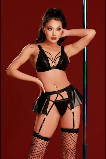 Ophelias Traum Dessous Schwarzes Wet-Look-Set 108130