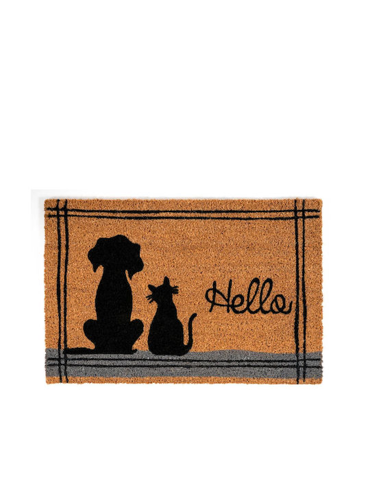 Sdim Entrance Mat Coir Non-Slip Backing E Coco 029 Cat Dog Hello 40x60cm