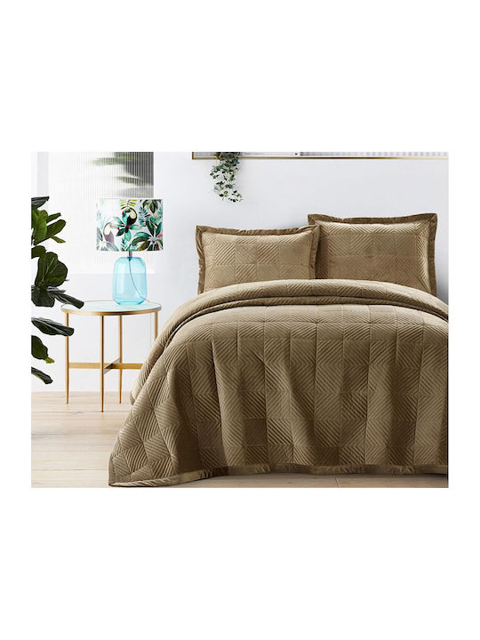 Luxury Velvet Coffee Double Quilt Sh-5000-0189 Yfas 260gsm Dutch Velvet Inner 190gsm Pol Back 70gsm Micro 220×240 Liolios Home