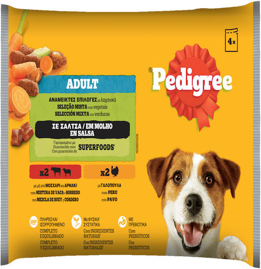 Pedigree Υγρή Τροφή Σκύλων σε Φακελάκι με Γαλοπούλα και Κοτόπουλο 4x100gr
