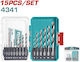 Total Set of 15 Diamond Drills HSS for Metal