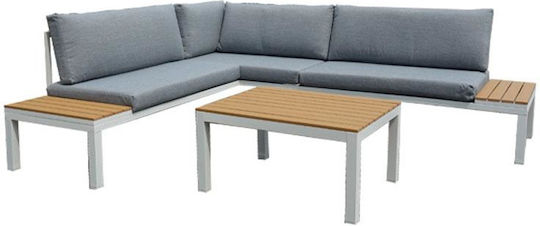Σετ Σαλονιού 3τμχ Λευκό με Μαξιλάρια