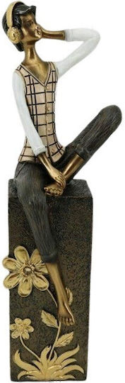 Decorative Polyester Girl Listening to Music 9.5x9x31cm