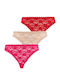Women's Brazil 3Pack with Lace Rose Pink Red