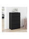 Wooden Chest of Drawers with 4 Drawers Black Oak 60x35x98.5cm