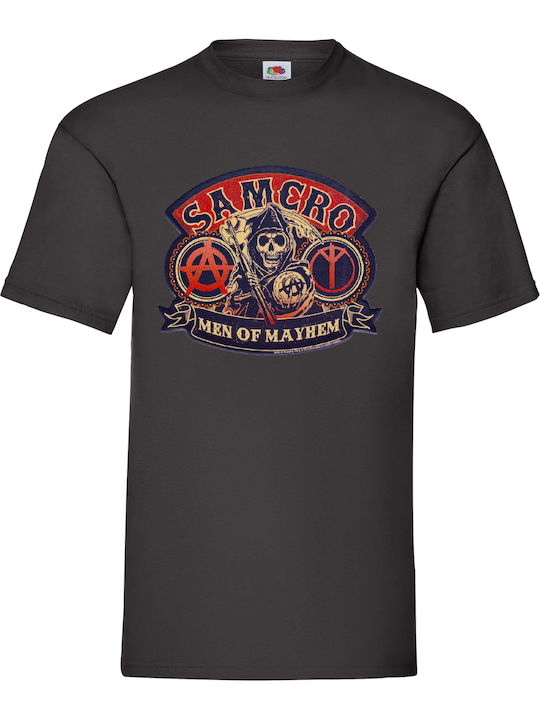 Μαύρη Μπλούζα Tshirt Sons Anarchy Samcro Men Mayhem Original Fruit Loom 100% Βαμβάκι No1